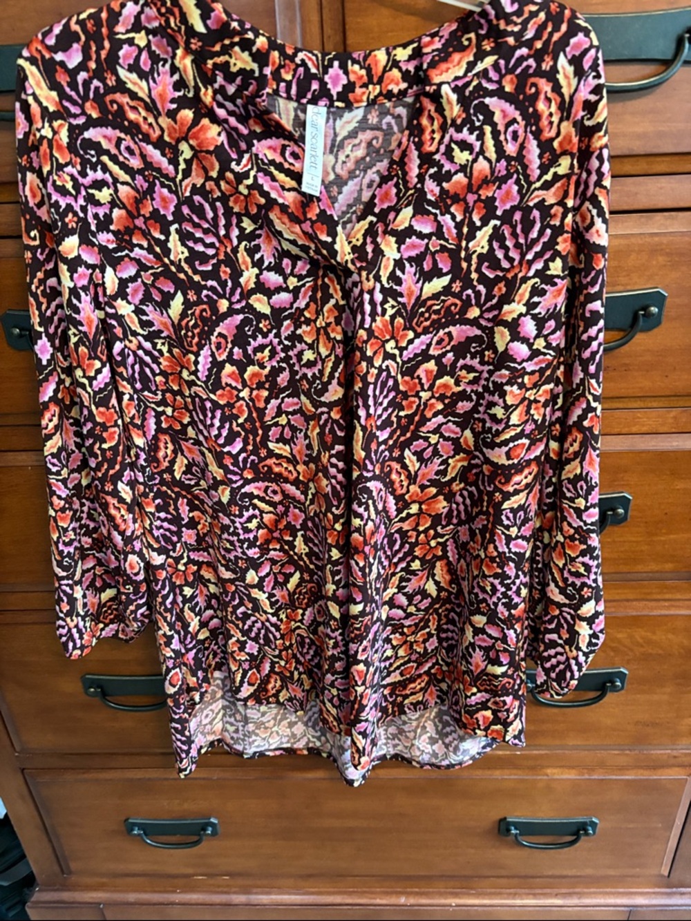 Dear Scarlett Pink, Orange & Yellow Floral Top - Lizzie